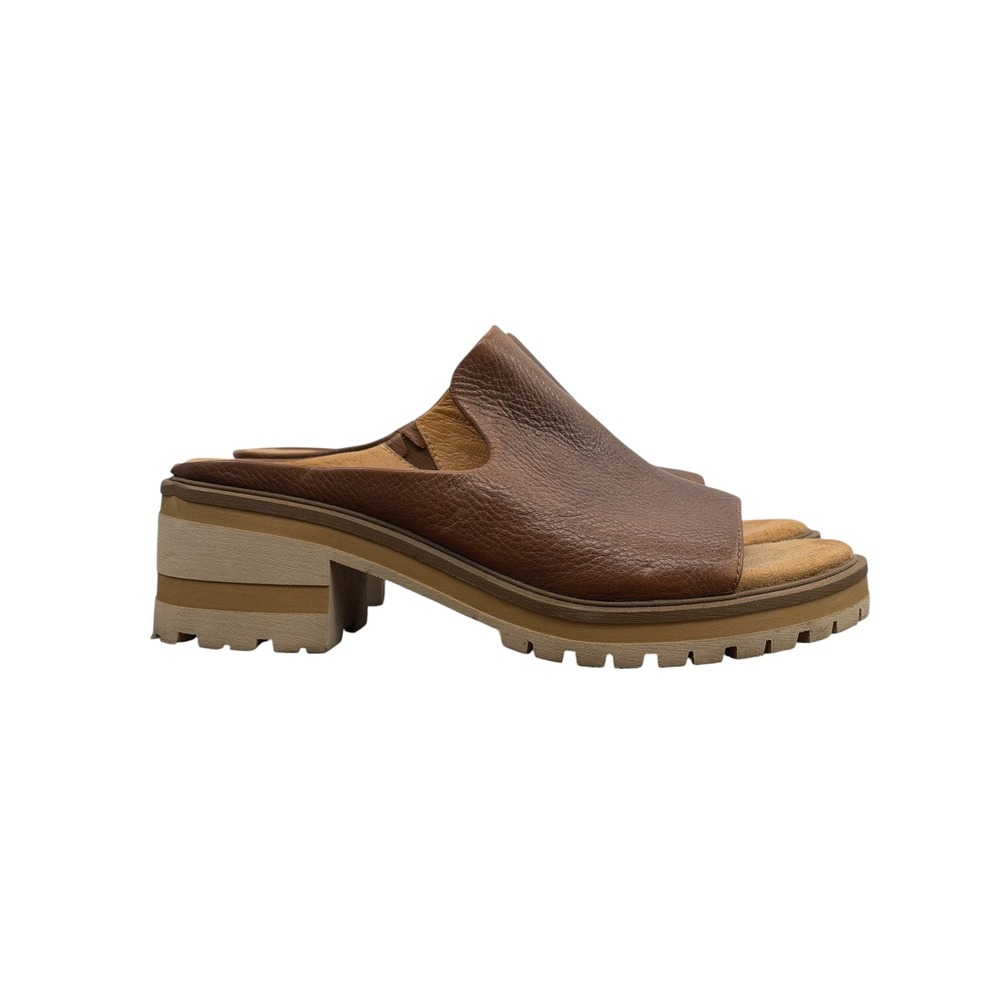 Salvia Chunky Mule Harper Women SZ 41 10 Brown Boho Hippie Leather Lug Sandals - Picture 2 of 12
